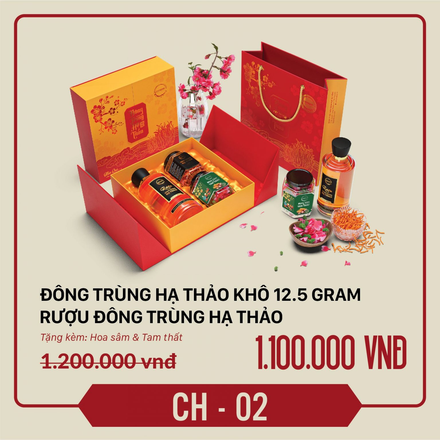 Bộ quà tặng rượu Đông trùng hạ thảo